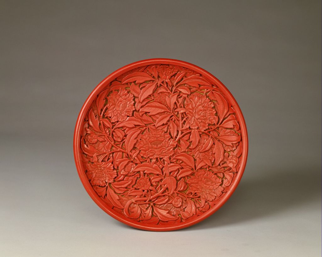 图片[1]-Red double-layer peony disk-China Archive